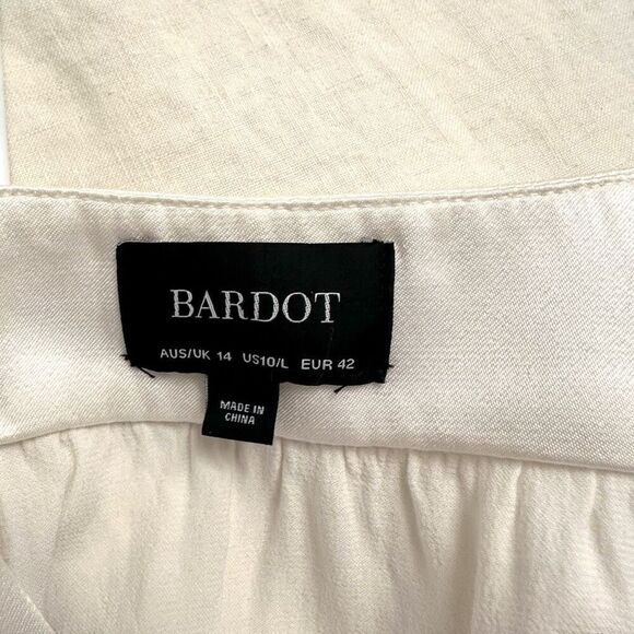 Bardot Cassidy Surplice Wrap Front Satin Long Sleeve Ivory Bodysuit Top Size 10 - Picture 4 of 5